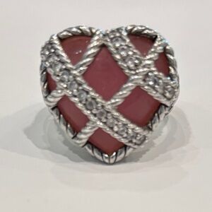Judith  Ripka Lattice Pink Heart Statement Ring 6.
